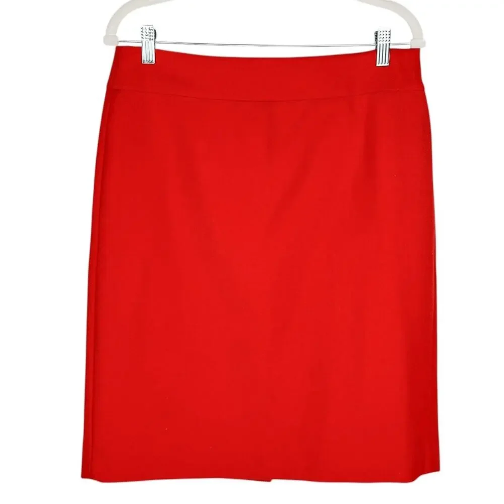 J. Crew 100% Wool Classic Preppy Lined Straight‎ Knee Length Pencil Skirt Sz 8